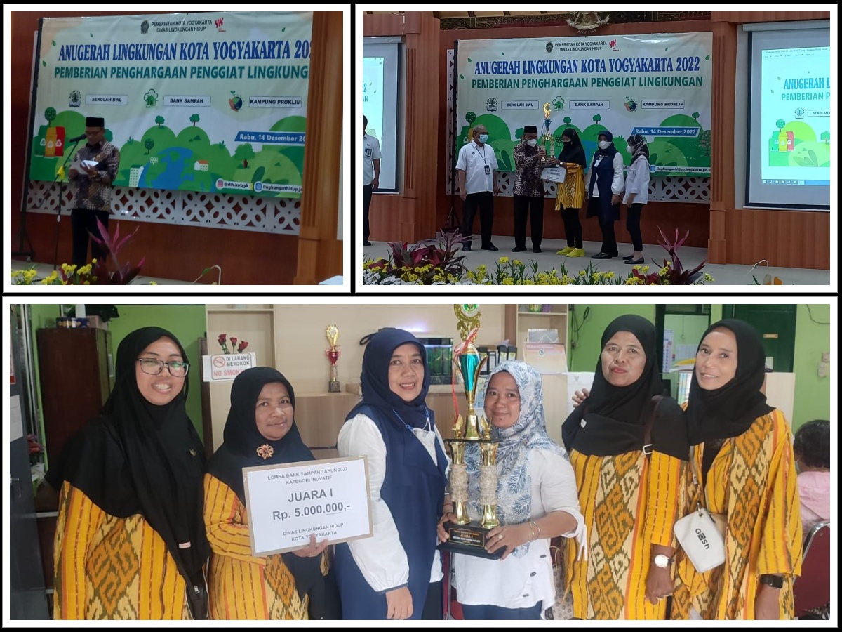 Kelurahan Bumijo memperoleh Penghargaan Juara I Bank Sampah kategori Inovatif dan Pelopor Bank Sampah